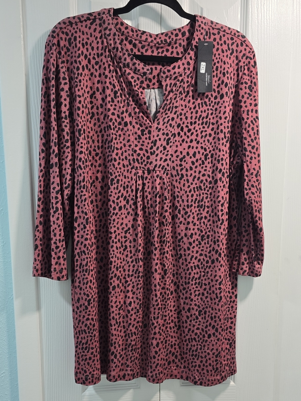 Womens Pink Leopard Print Tunic Dress